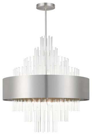 14 Light Brushed Nickel Large Pendant Chandelier