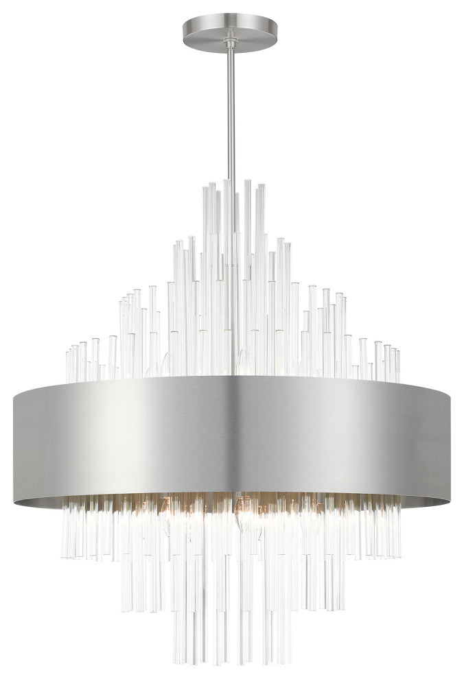 14 Light Brushed Nickel Large Pendant Chandelier