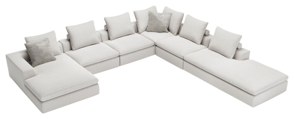 Lucerne Modular Chaise, Ashen Fabric, Ashen Fabric, Set14a-6pc