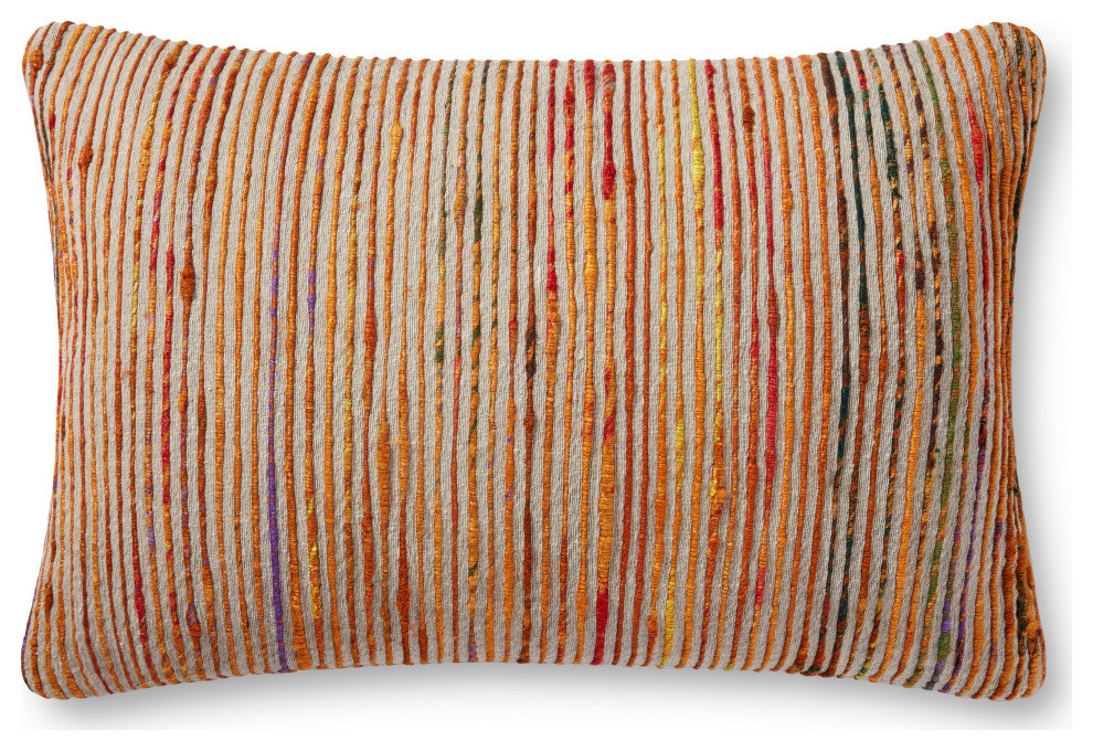 Recycled Sari Silk With Texture Throw Pillow, Rust / Multi, 13"x21", No Fill