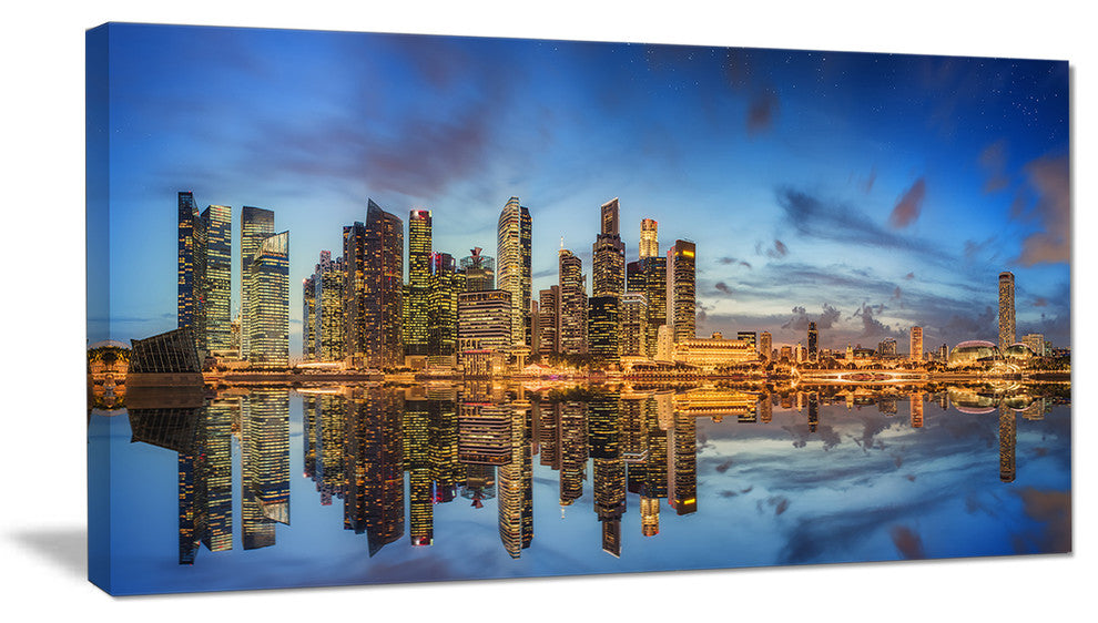 "Singapore Skyline and View of Marina Bay" Wall Art, 60"x28", 1 Panel