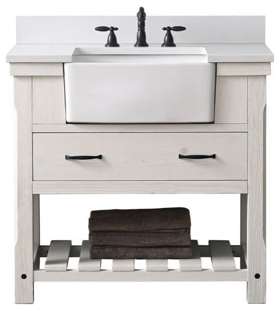 Wesley 36" Bathroom Vanity, White Wash