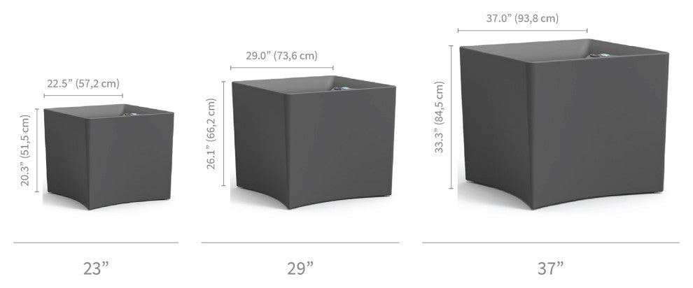 Pinch TruDrop Square Self Watering Planter, Slate, 23"