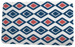 Upscale Getaway Diamond Jive 2 Geometric Print Bath Mat, Navy Blue, 17"x24"