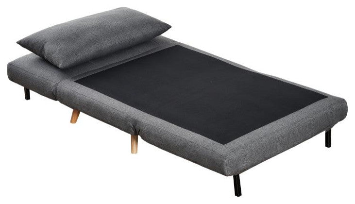 Shaw Convertible Tri-Fold Sleeper Chair with Pillow, Dark Gray