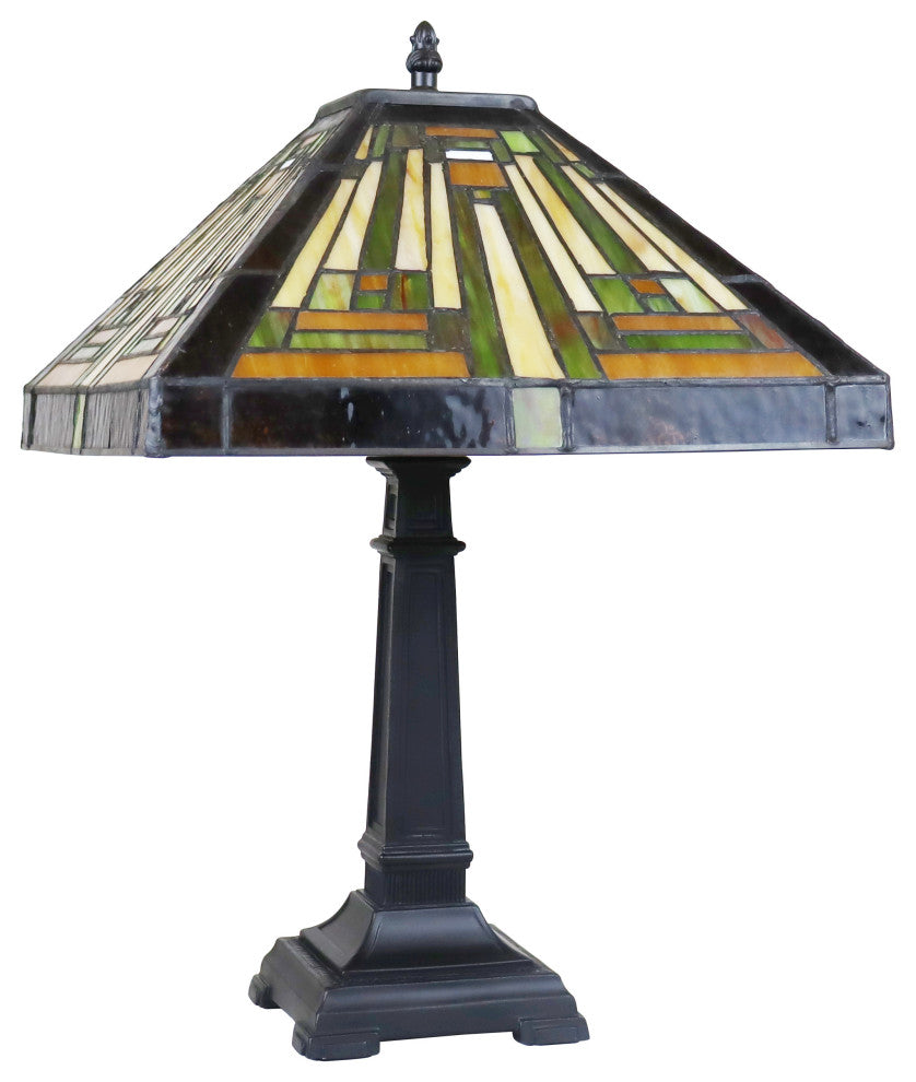 Innes Mission Tiffany-Style Blackish Bronze 1 Light Table Lamp 12" Wide