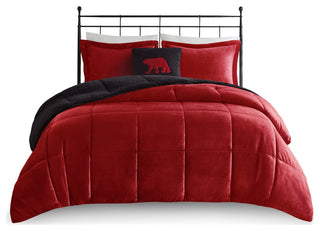 Woolrich Alton Plush to Sherpa Winter Comforter Set, Red, King