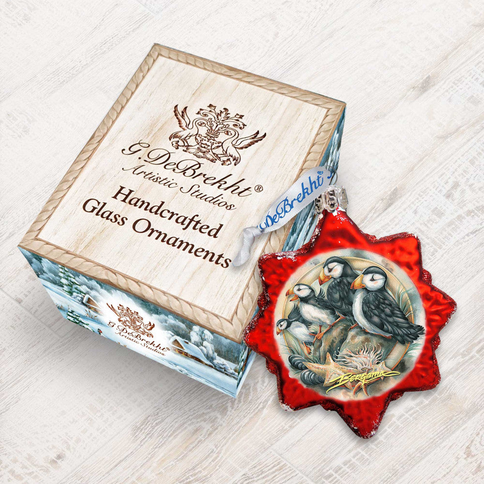 Send in the Clowns Puffins Mercury Glass Ornament