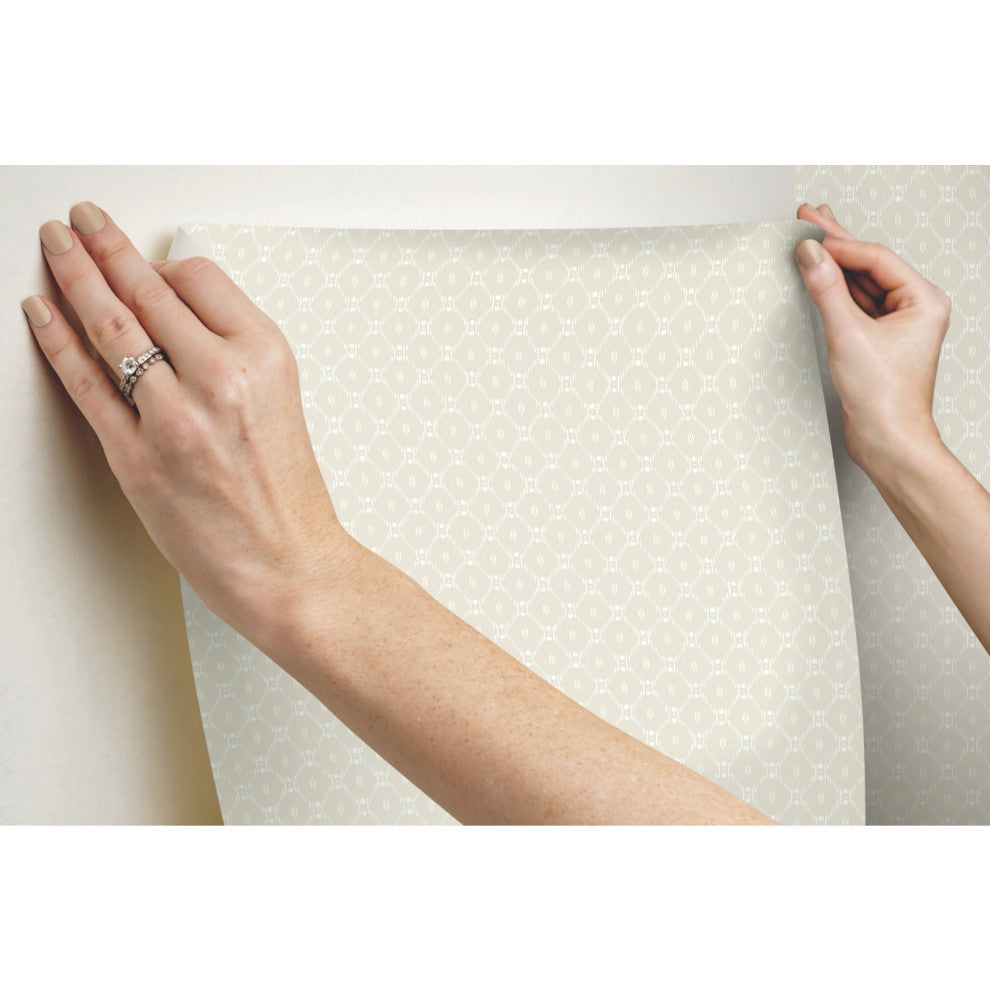 Fretwork Wallpaper, Light Beige