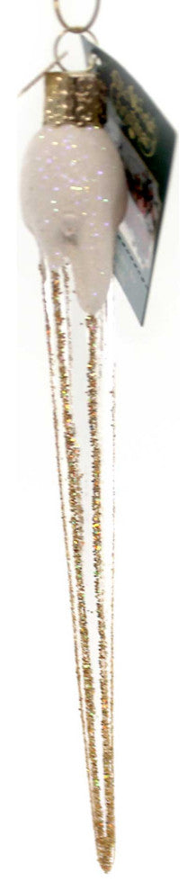 Old World Christmas Sparkling Icicle Ornament Snow Covered Drop 34043 Gold