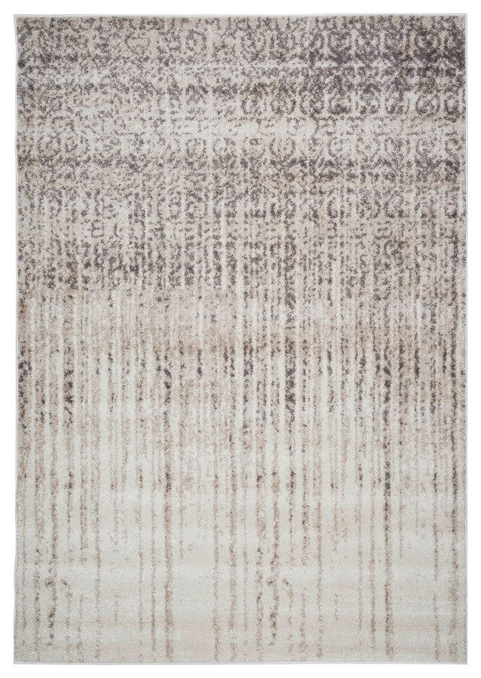 Murillo Abstract Waterfalls Rug - Cream and Taupe - 7' 10" X 9' 10"