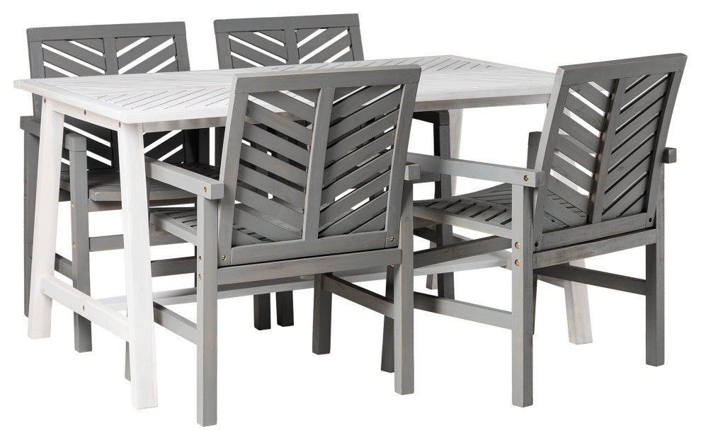 Vincent 5 Piece Outdoor Dining Table Set - White Wash/Grey