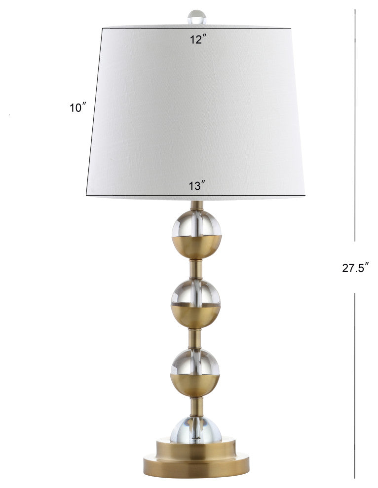 Avery 27.5" Crystal Table Lamp, Clear and Brass Gold, Set of 2