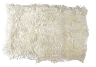 Natural 100% Icelandic Sheepskin Square Patch Rug, 4'x6' White
