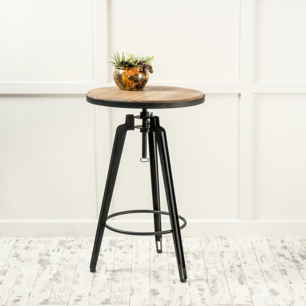 GDF Studio Velthur Antique Color Firwood Swivel Bar Table