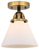 Large Cone Semi-Flush Mount, Black Antique Brass, Matte White, Matte White
