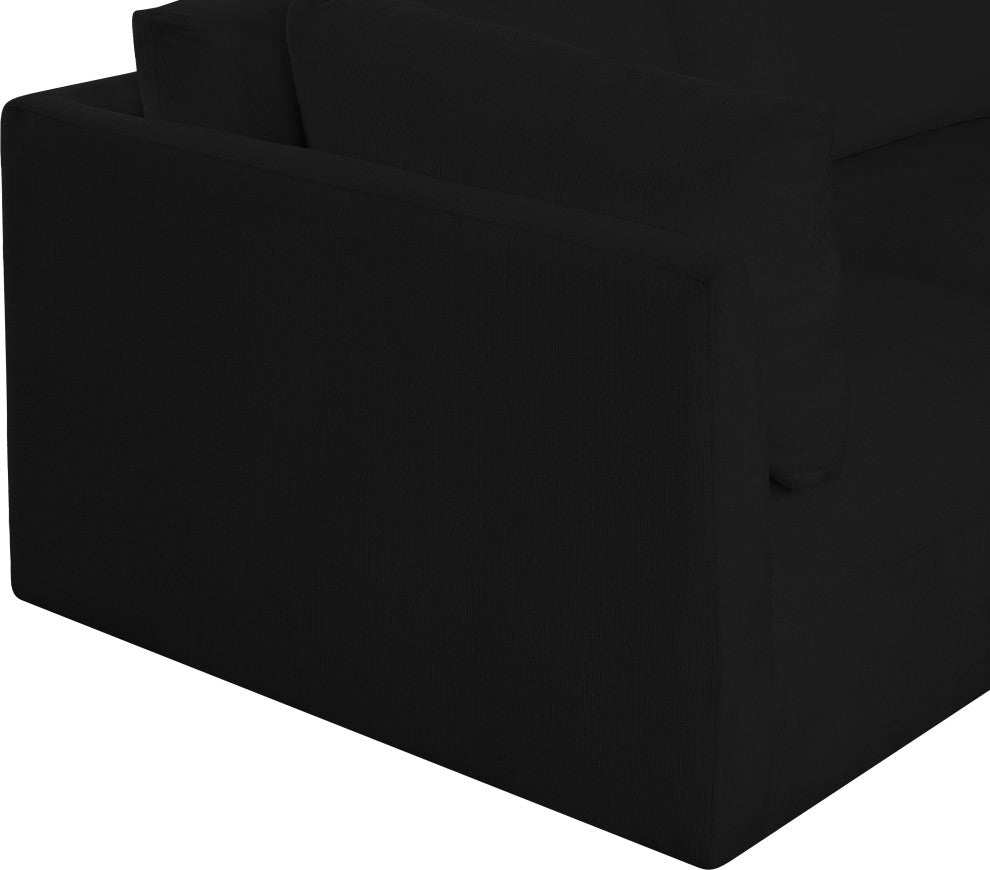 Ease Fabric Upholstered L-Shaped Modular Sectional, Black, 6 Piece: 3 Corner, 3 Armless