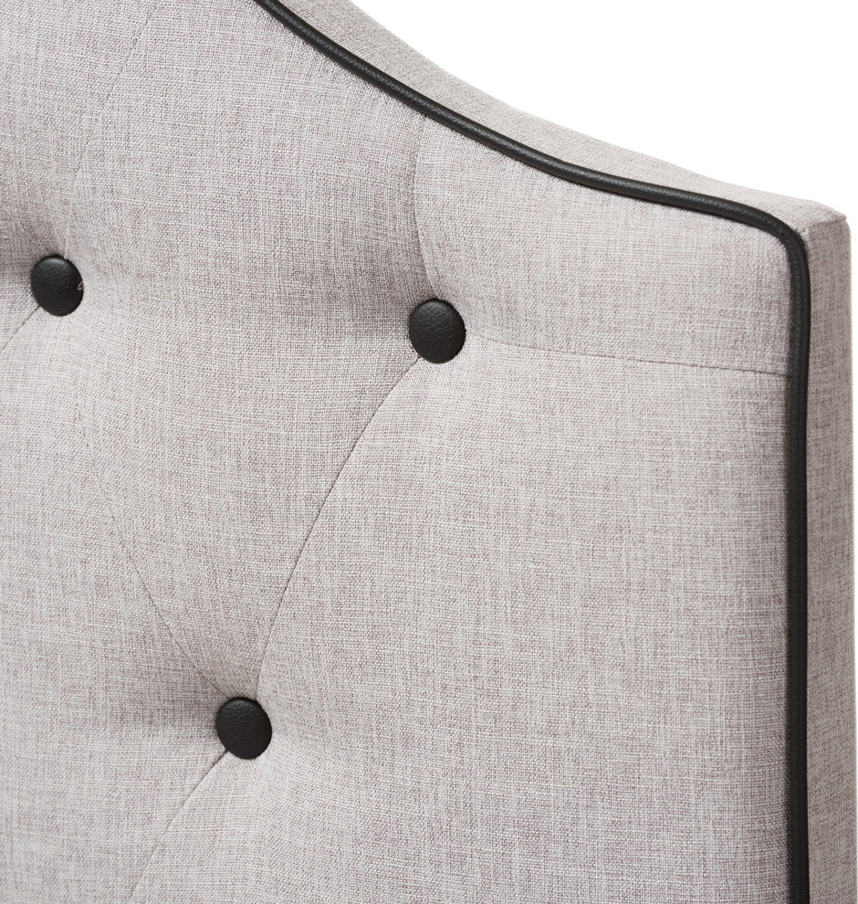 Windsor Modern Grayish Beige Fabric Scalloped ButToned King Size Headboard