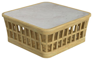 Monhegan Outdoor Teak and Marble Coffee Table