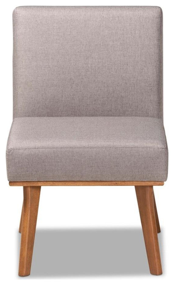 Bowery Hill Grey Fabric Upholstered and Walnut Finished Wood Dining Chair