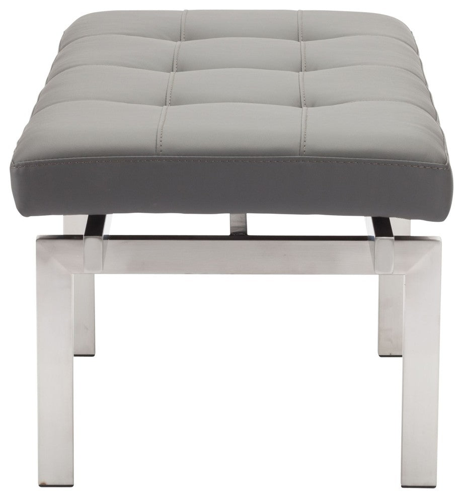 Louve Small Brushed Stainless Steel Frame Bench,Gray