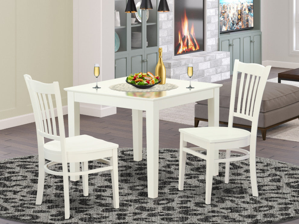 3 Pcbreakfast Nook Table And 2 Wood Dining Room Chair In Linen White