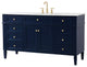 Home Living Vanity with Carrara White Marble Countertop, Blue, 60", Single Sink