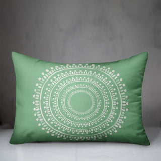 Centered Green Boho Circle 20x14 Spun Poly Pillow