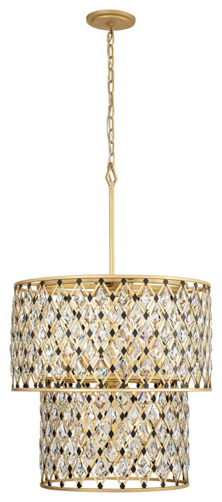 Windsor 7-Lt 2-Tier Crystal Chandelier - French Gold/Matte Black