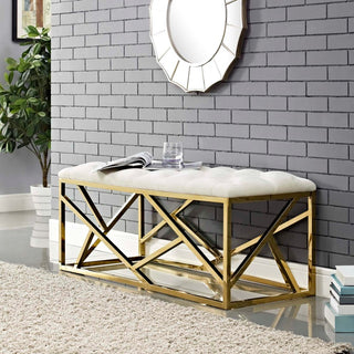 Modway Intersperse Bench, Gold Ivory