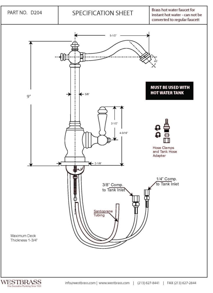 Victorian 9" Instant Hot Water Dispenser With HotMaster DigiHot Digital Tank, Stainless Steel