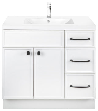 Manhattan Vanity, 1-Door 3-Drawer, White, 36", Single Bowl