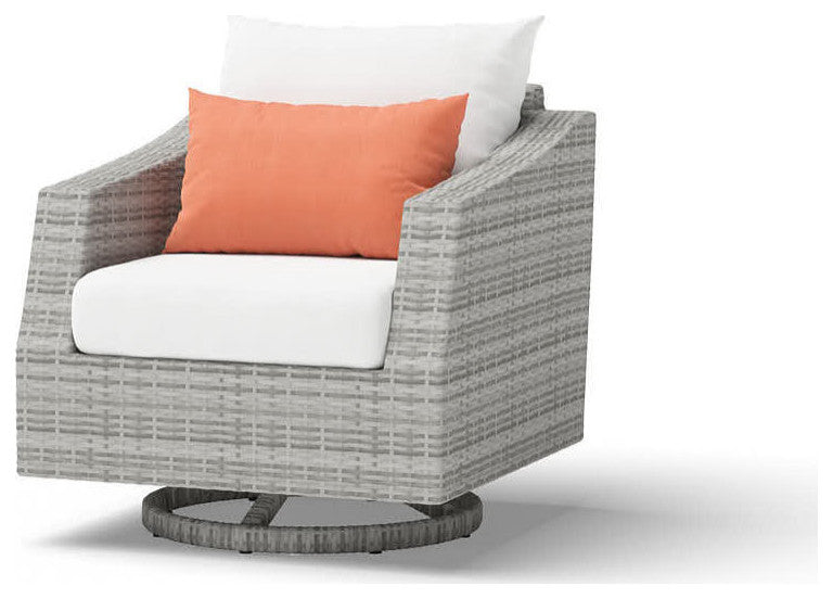 Cannes 5 Piece Aluminum Outdoor Patio Motion Club Chair and Ottoman Set, Cast Coral