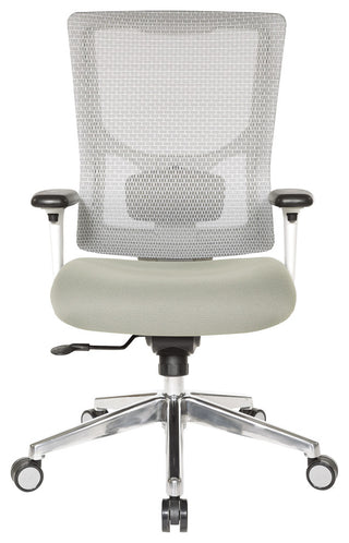 Progrid White Mesh High Back Chair With 2-Way Adjustable Arms and Seat Slider