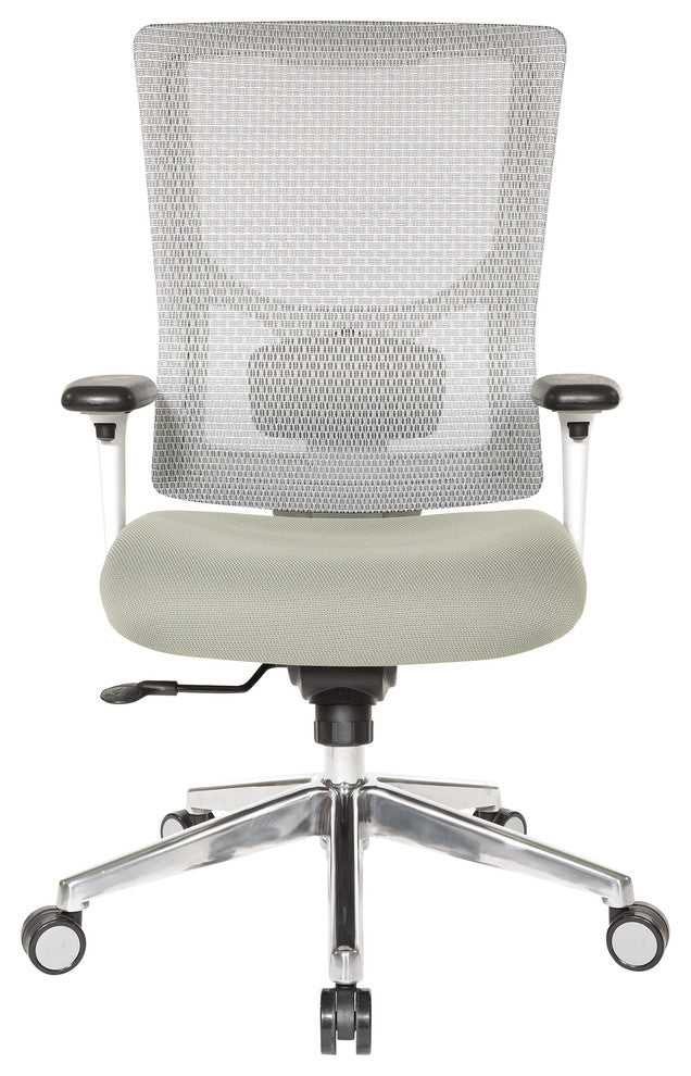 Progrid White Mesh High Back Chair With 2-Way Adjustable Arms and Seat Slider