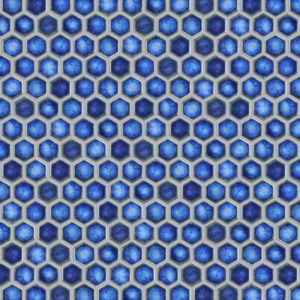 Hudson 1" Hex Sapphire Porcelain Floor and Wall Tile