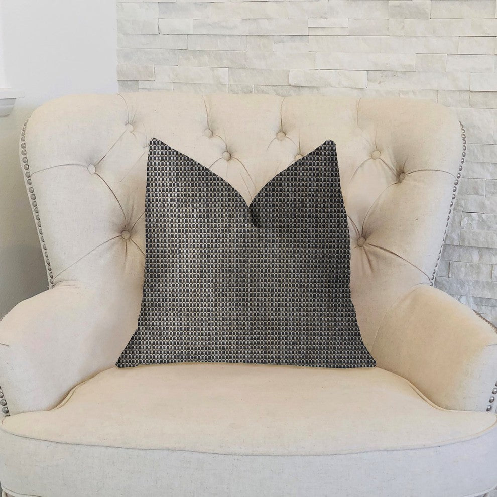 Melbourne Beige and Black Luxury Throw Pillow, 22"x22"