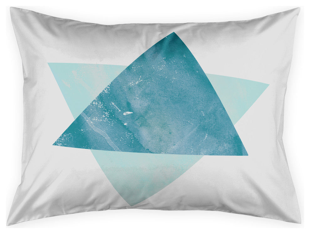 Blue Watercolor Triangles Standard Sham
