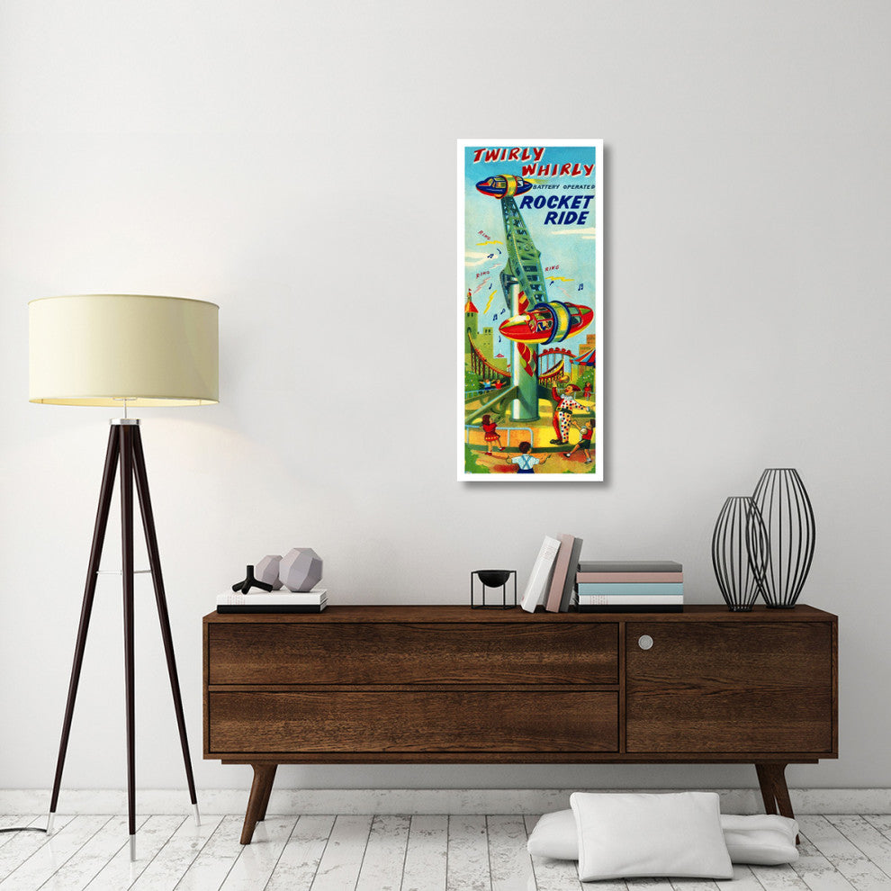 "Twirly Whirly Rocket Ride" Digital Paper Print by Retrorocket, 20"x46"