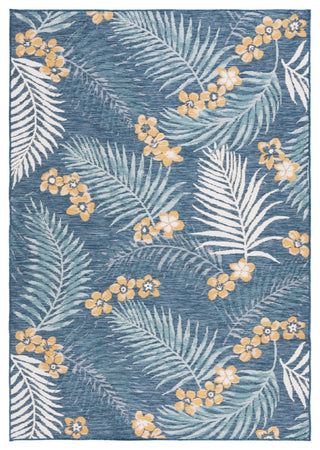 Safavieh Sunrise Collection SUN675 Indoor-Outdoor Rug, Ivory/Blue Gold, 4'x5'7"