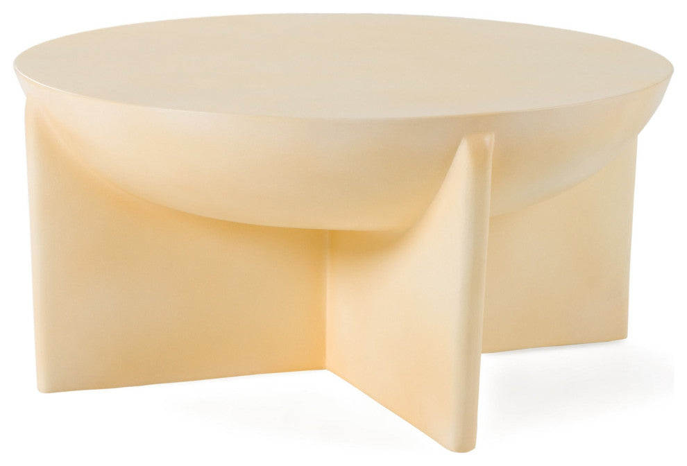 Modrest Elsa Modern Beige Concrete Round Coffee Table