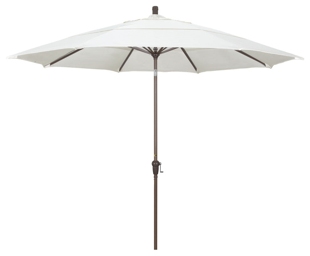 11' Champagne Auto-Tilt Crank Lift Aluminum Umbrella, Sunbrella, Canvas