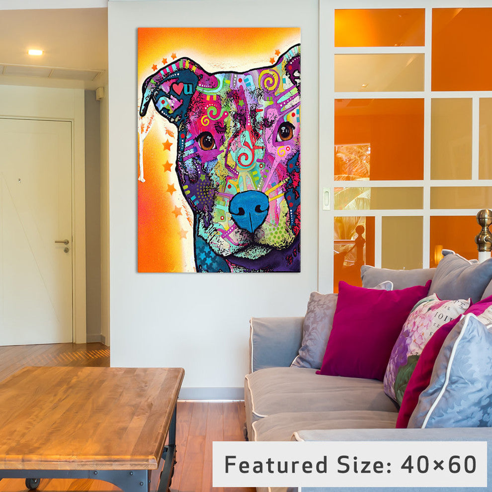 "Heart U Pit Bull" Wrapped Canvas Art Print, 40x26x1.5