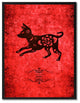 Dog Chinese Zodiac Red Print on Canvas with Picture Frame, 22"x29"