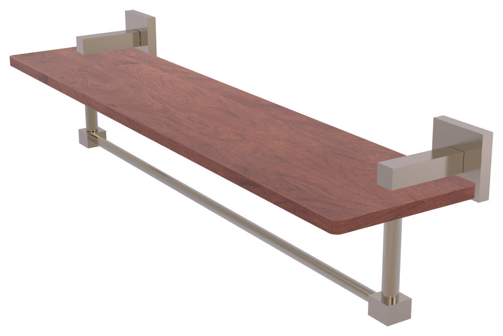 Montero 22" Solid Wood Shelf with Integrated Towel Bar, Antique Pewter