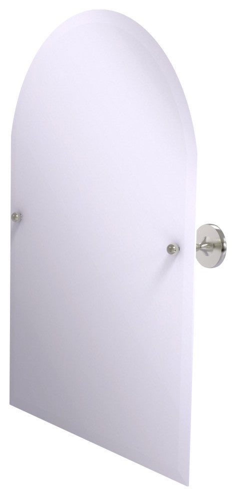 Shadwell Frameless Arched Top Beveled Edge Tilt Mirror, Satin Nickel