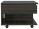 Portland Lift Top Coffee Table with Open Shelf and 4 Casters, Carbon Espresso