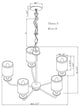 5 Light Chandelier, Brushed Nickel, Off White Linen Shade