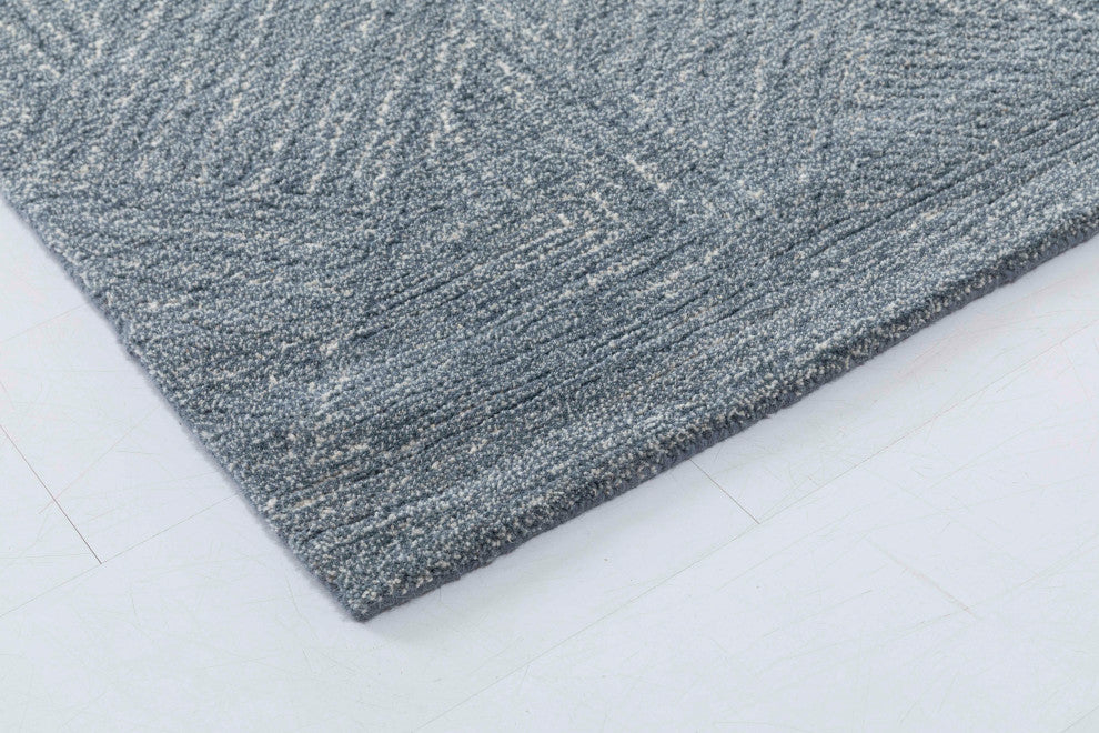 NuStory Shale Hand Tufted Geometric Area Rug in Denim, 5' X  8'