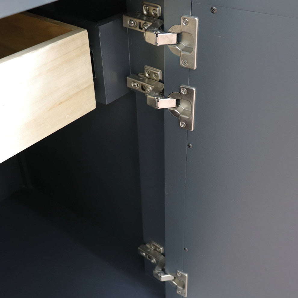 31" Single Sink Vanity, Dark Gray Finish With White Carrara Marble